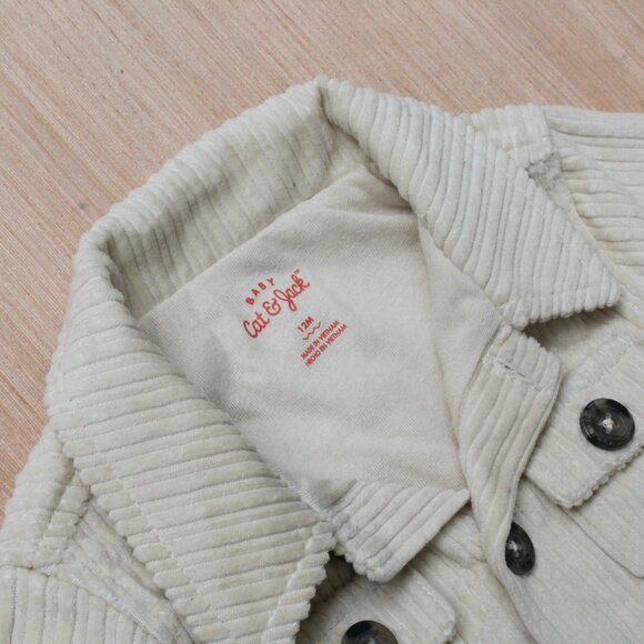 Cat & Jack Toddler Corduroy Shirt-Jacket 12M Cream Button-Up Long Sleeve - Picture 6 of 8